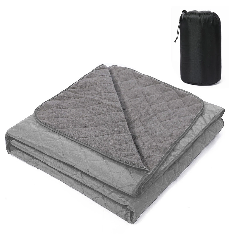 Ultrasonic Quilted Outdoor Camping Blanket, Waterproof Windproof Fleece Blanket with Carry Bag