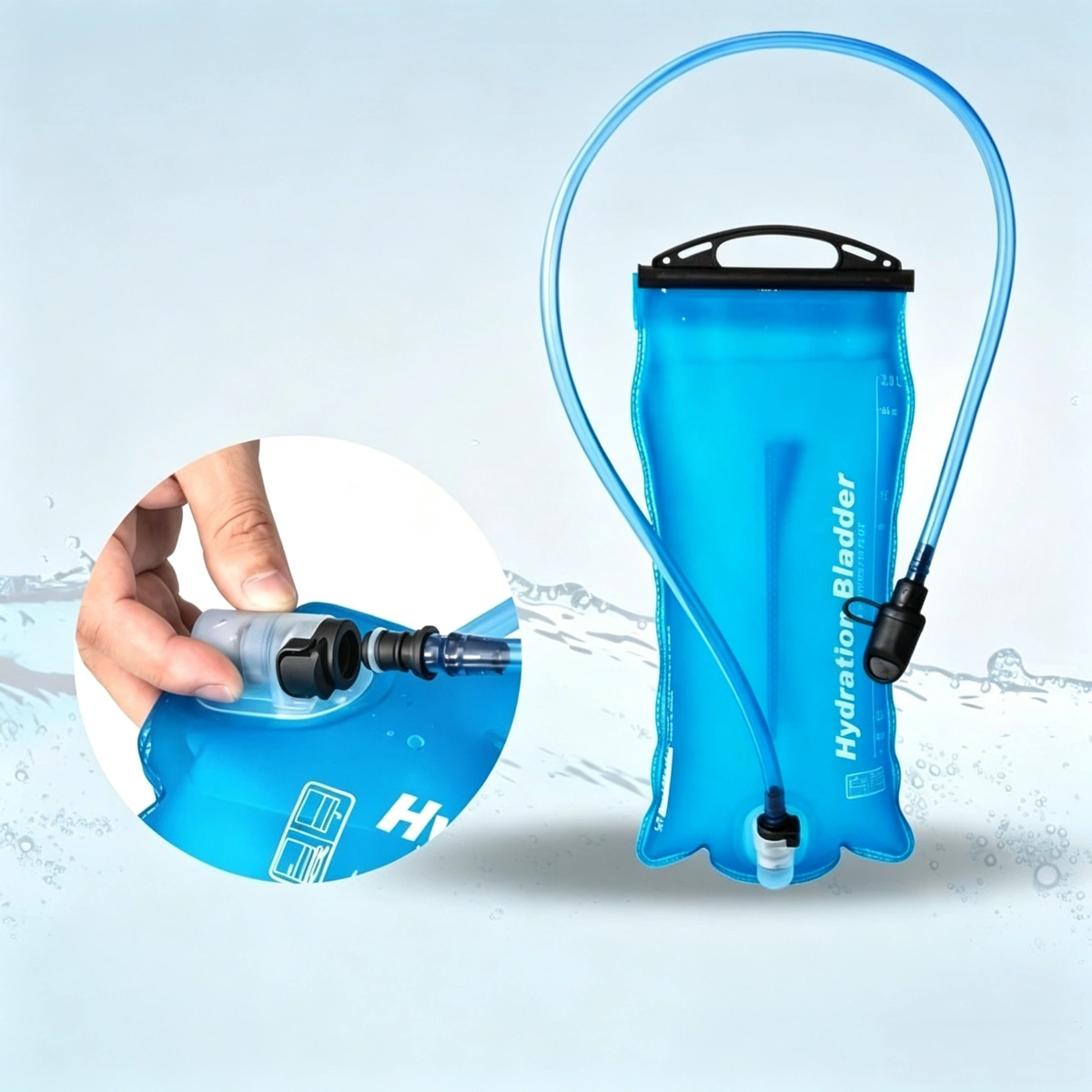 Hydration Bladder 2L, BPA-Free Water Reservoir with Quick Disconnect Tube & Leakproof Bite Valve for Hiking Backpack Cycling Camping