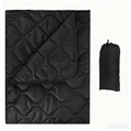 Solid Black Packable Puffy Camping Blanket, Water Resistant Quilted Outdoor Throw Blanket with Drawstring Storage Sack