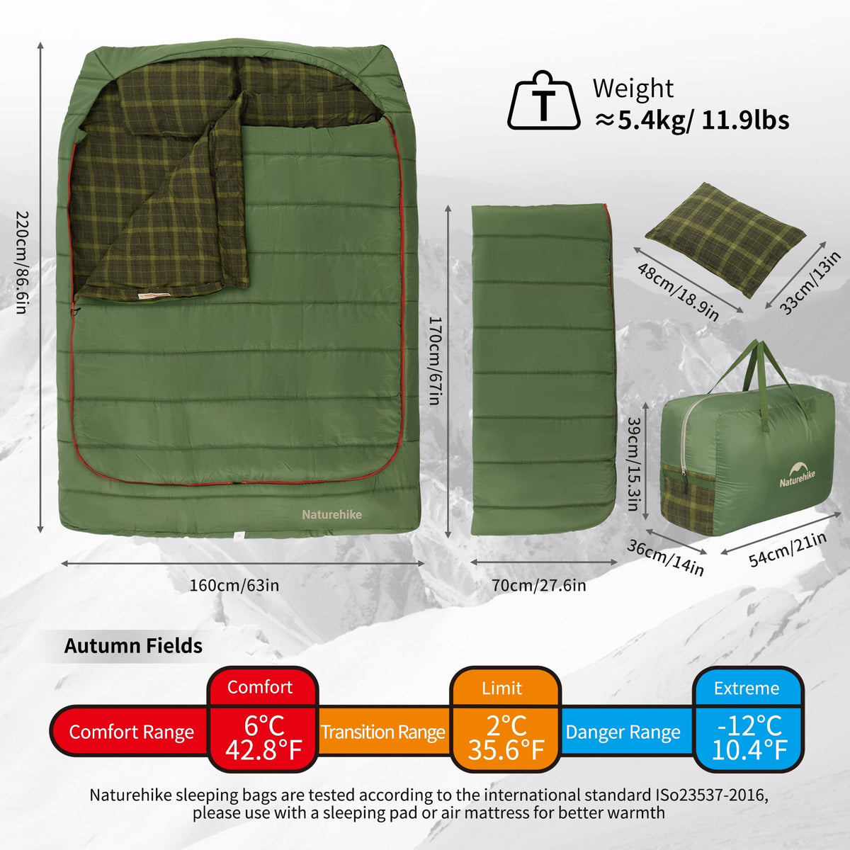 AutumnField™ Double Synthetic Sleeping Bag 43°F / 6°C