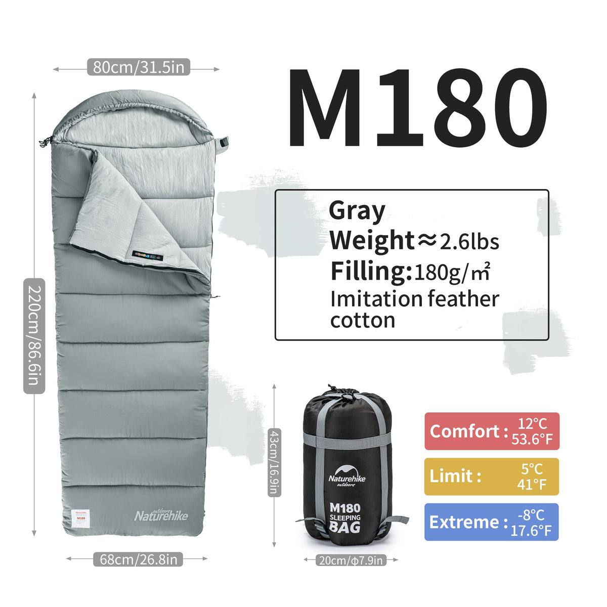 SunTherm™ M180 Synthetic Sleeping Bag 53°F / 12°C