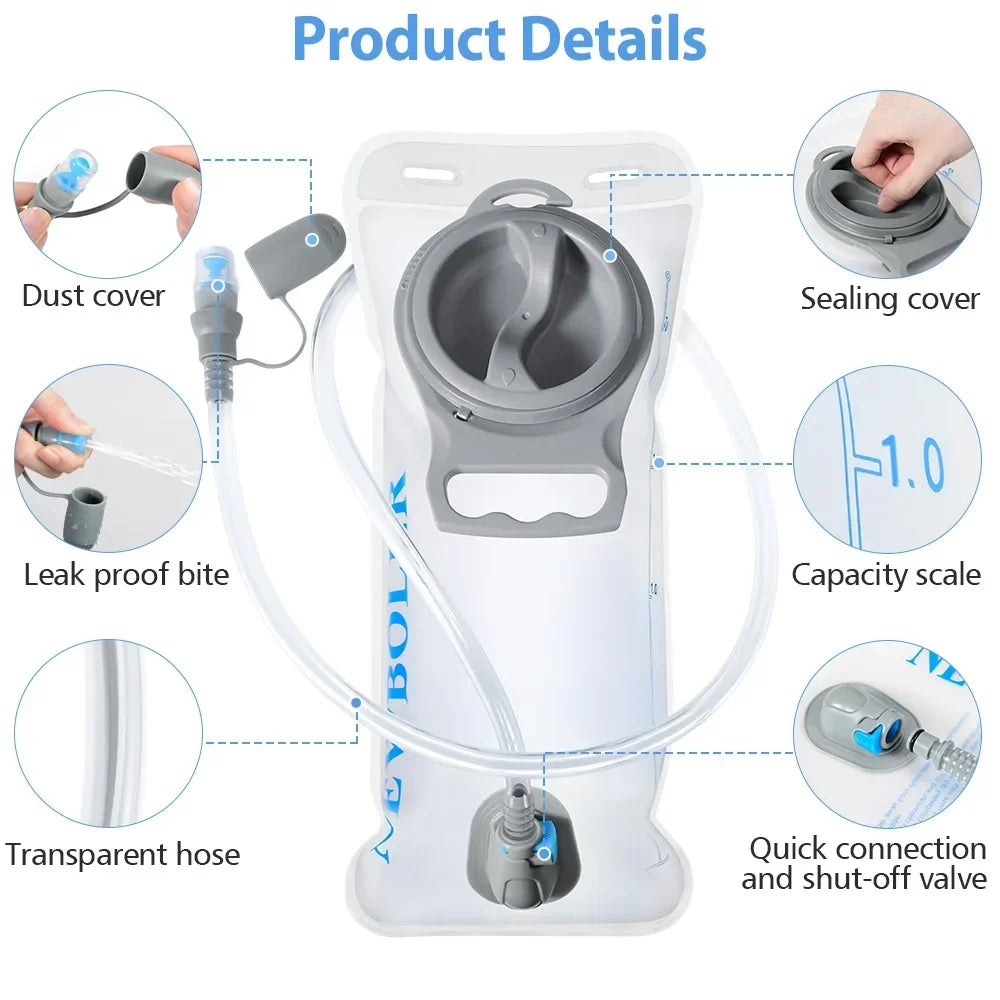Hydration backpack with 1.5–3L water bladder reservoir